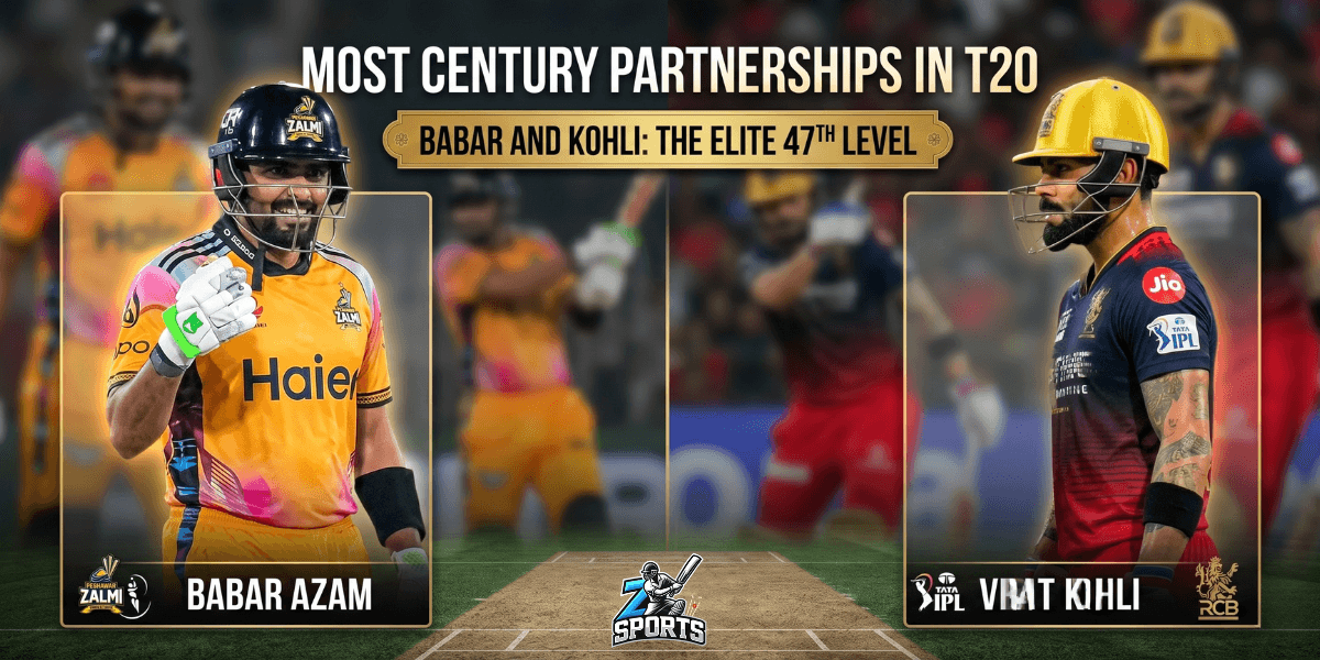 Most Century Partnerships in T20 Babar and Kohli 47th Level