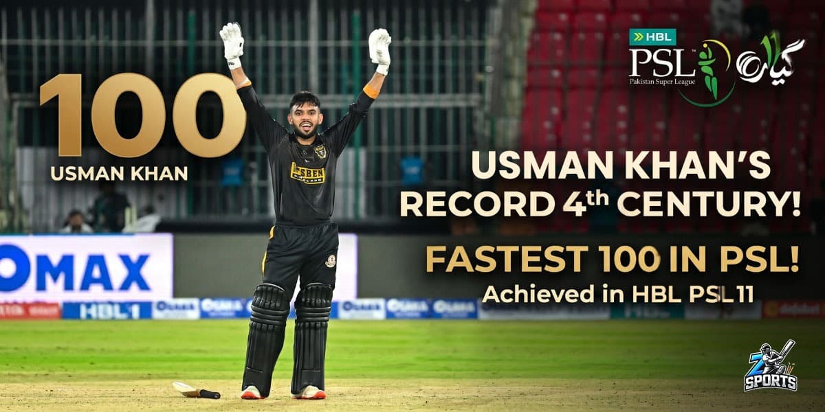 Usman Khan's Record 4th Century Fastest 100 in PSL 11!