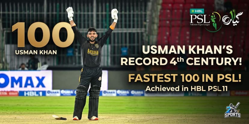 Usman Khan's Record 4th Century Fastest 100 in PSL 11!