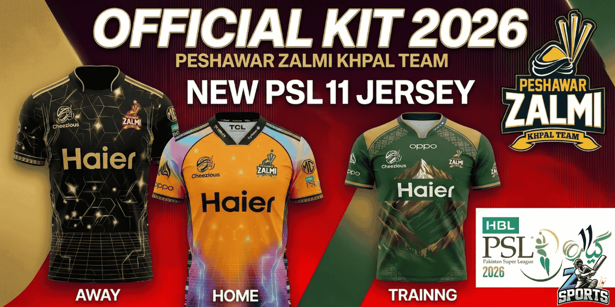 Peshawar Zalmi Official Kit 2026: Black Away, Yellow Home, and Green Training Jersey for PSL 11.