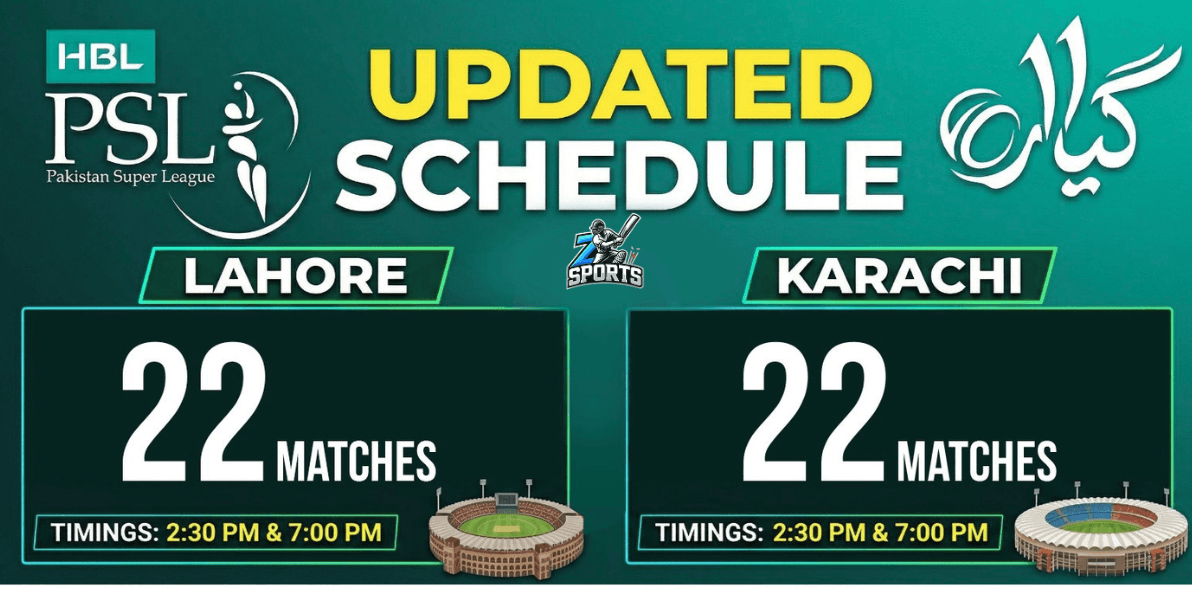 HBL PSL 11 2026 Updated Schedule 2026 New Venues & Timings