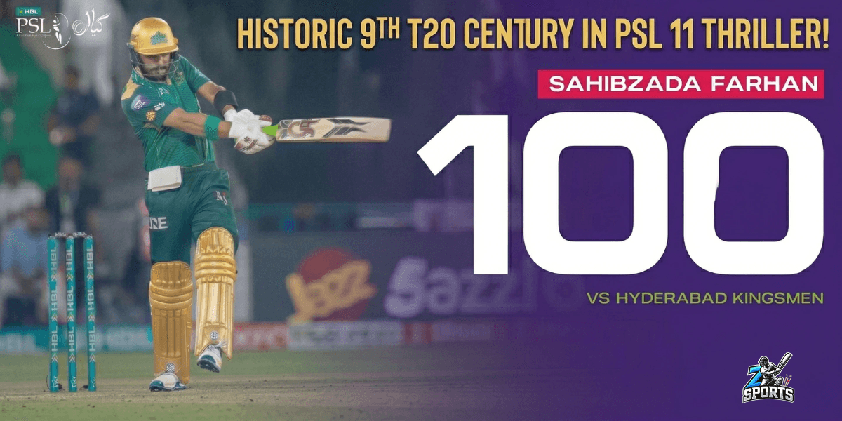 Sahibzada Farhan Historic 9th T20 Century in PSL 11 Thriller!