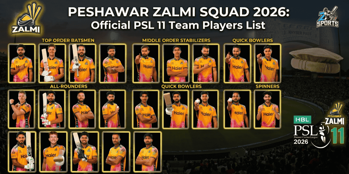 PSL 2026: Peshawar Zalmi Full Squad, Schedule & Match Results