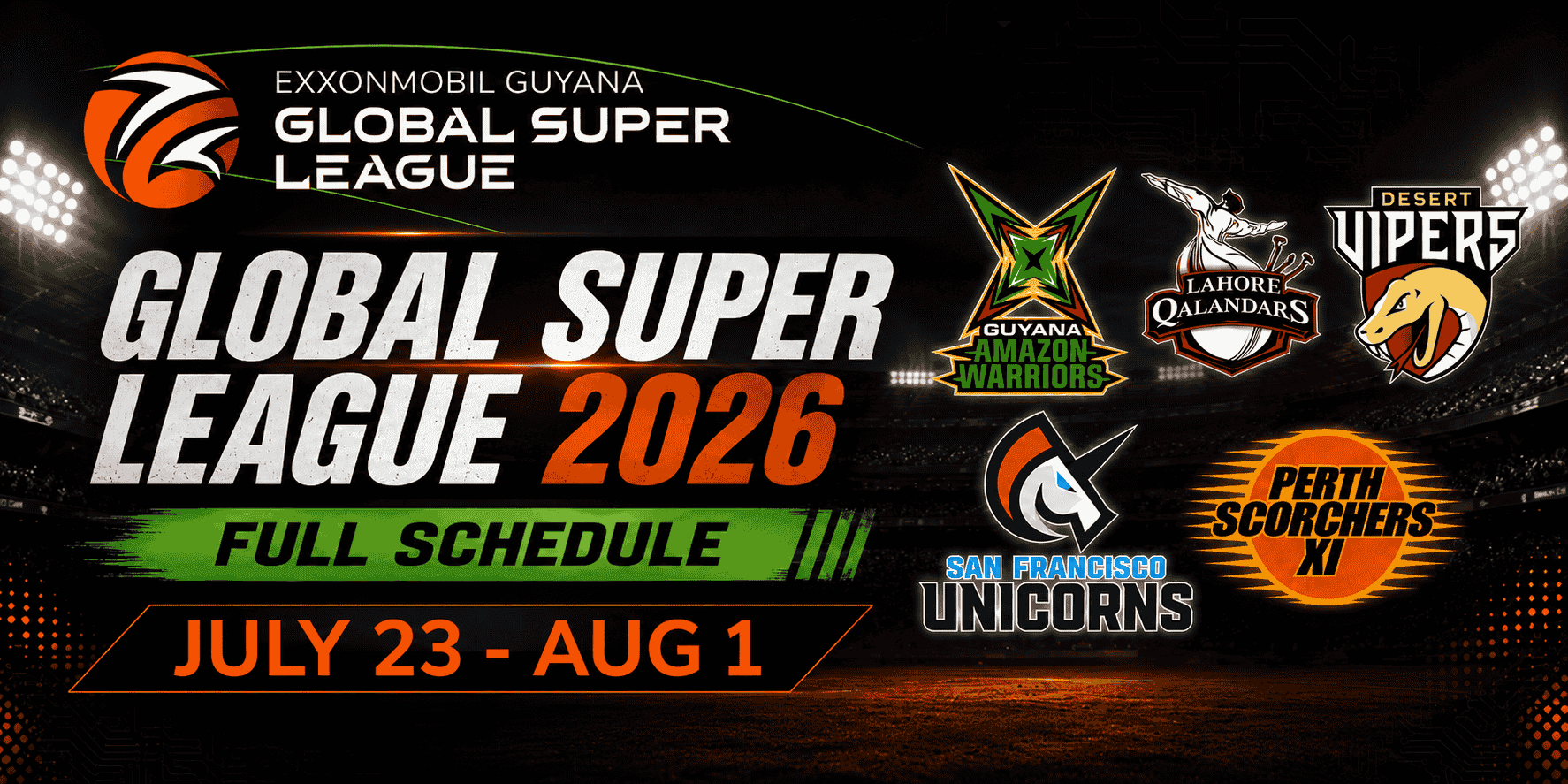 Global Super League 2026 Full Schedule: Match Timing & Venues